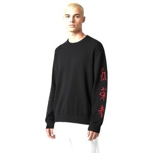 Harrison Men's Size XL 100% Cashmere Sweater Crewneck Black/ Red